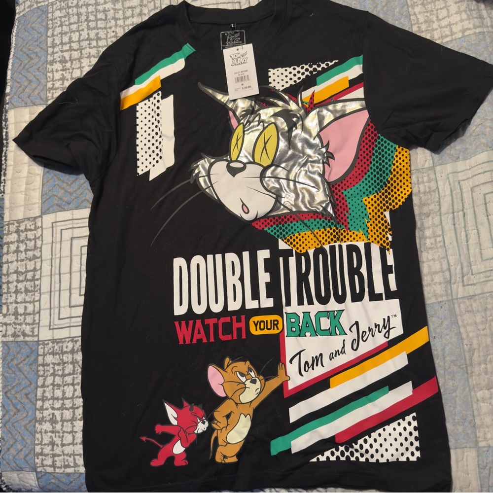 Tom and Jerry Black Graphic T-Shirt